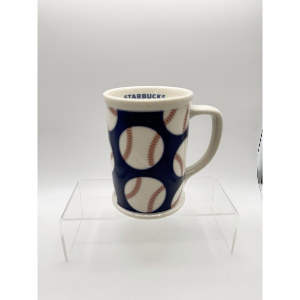 Starbucks Coffee Mug 16 oz Red‎ White Blue Good 2007 Baseball Stitches MLB